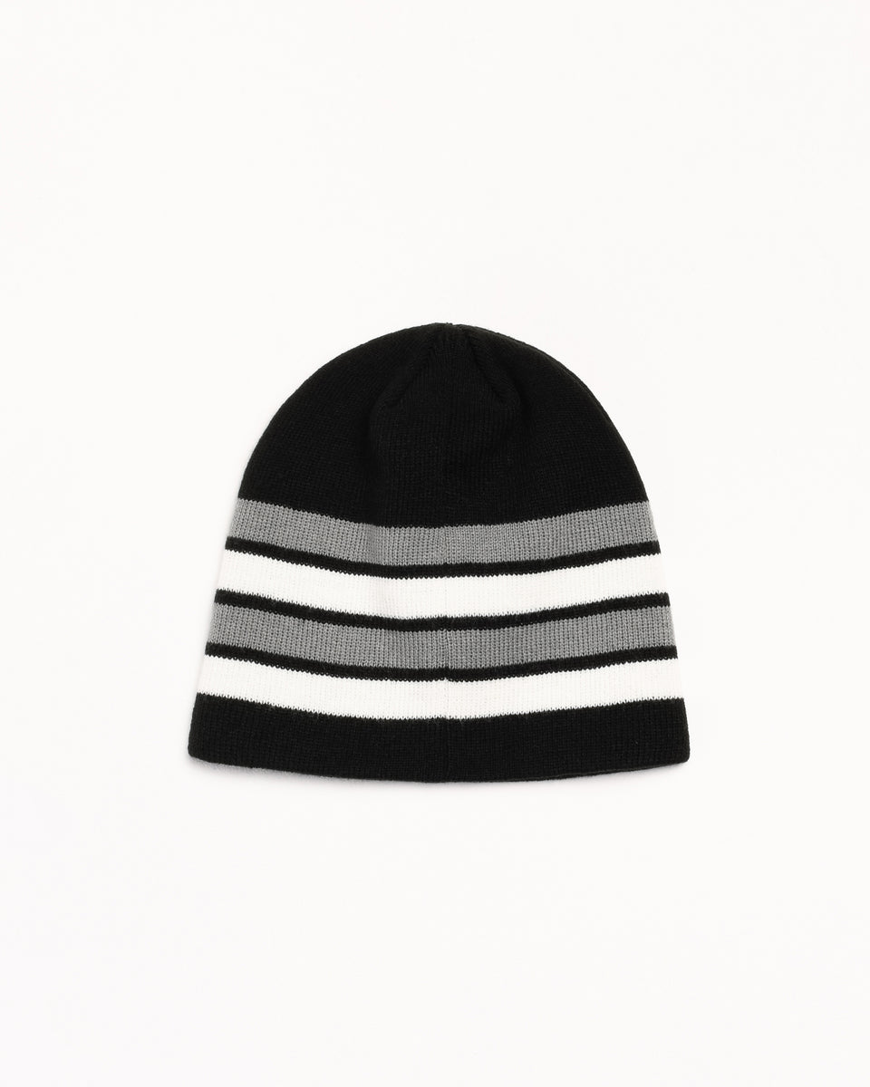 Basic Stripe Skullcap Beanie in Black