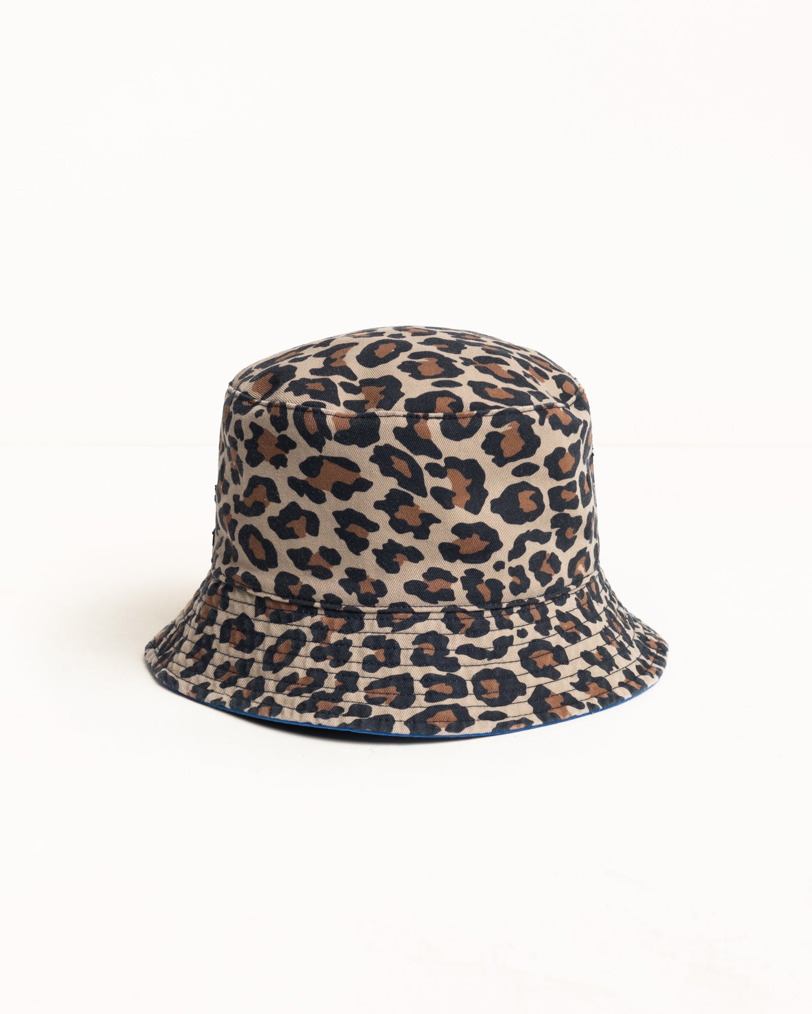 Reversible Stock Bucket Hat Unisex In Royal/leopard