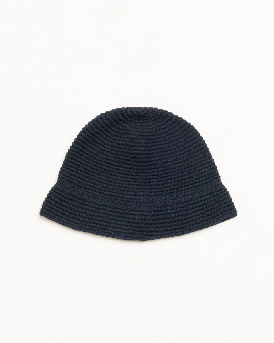 Basic Linen Knit Bucket Unisex In Black