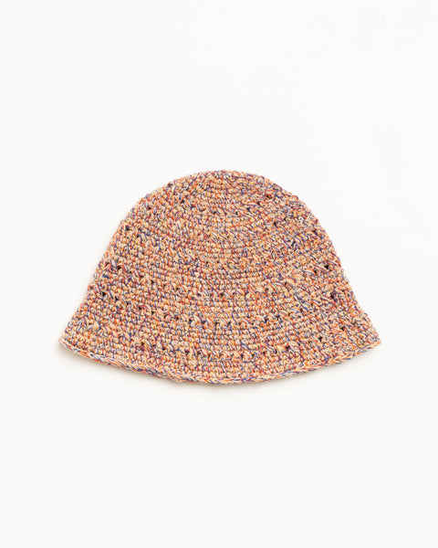Knit bucket hat in multi tan with textured knit, unisex style