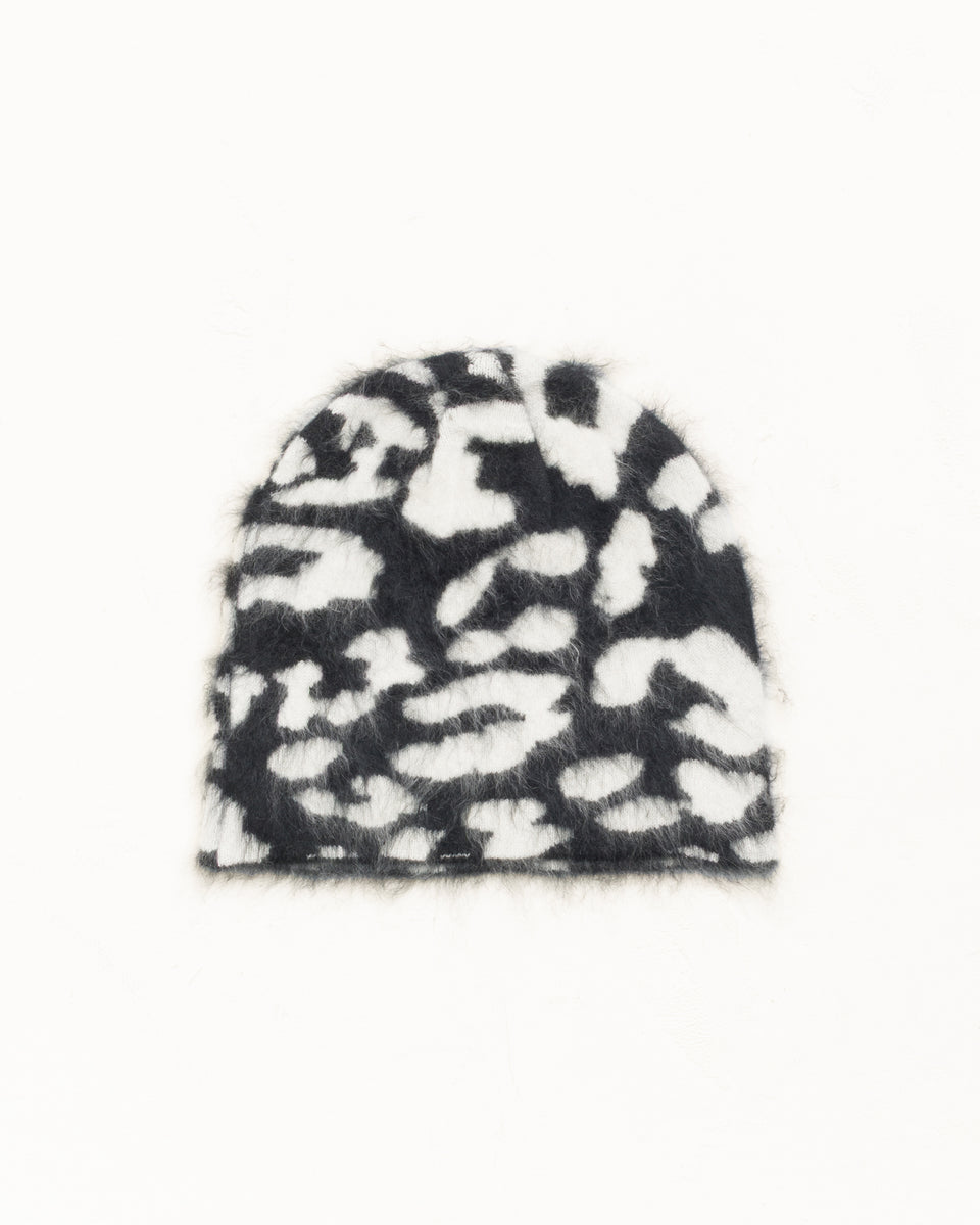 Cashmere Leopard Skullcap Unisex In Black