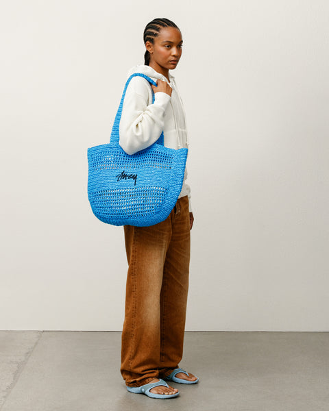 Woven Tote Bag Raffia Accessories in the colour Blue