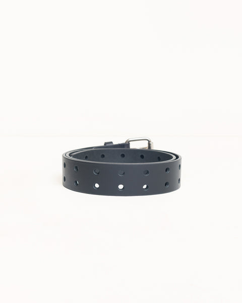 Leather Punch Out Belt Unisex In Black