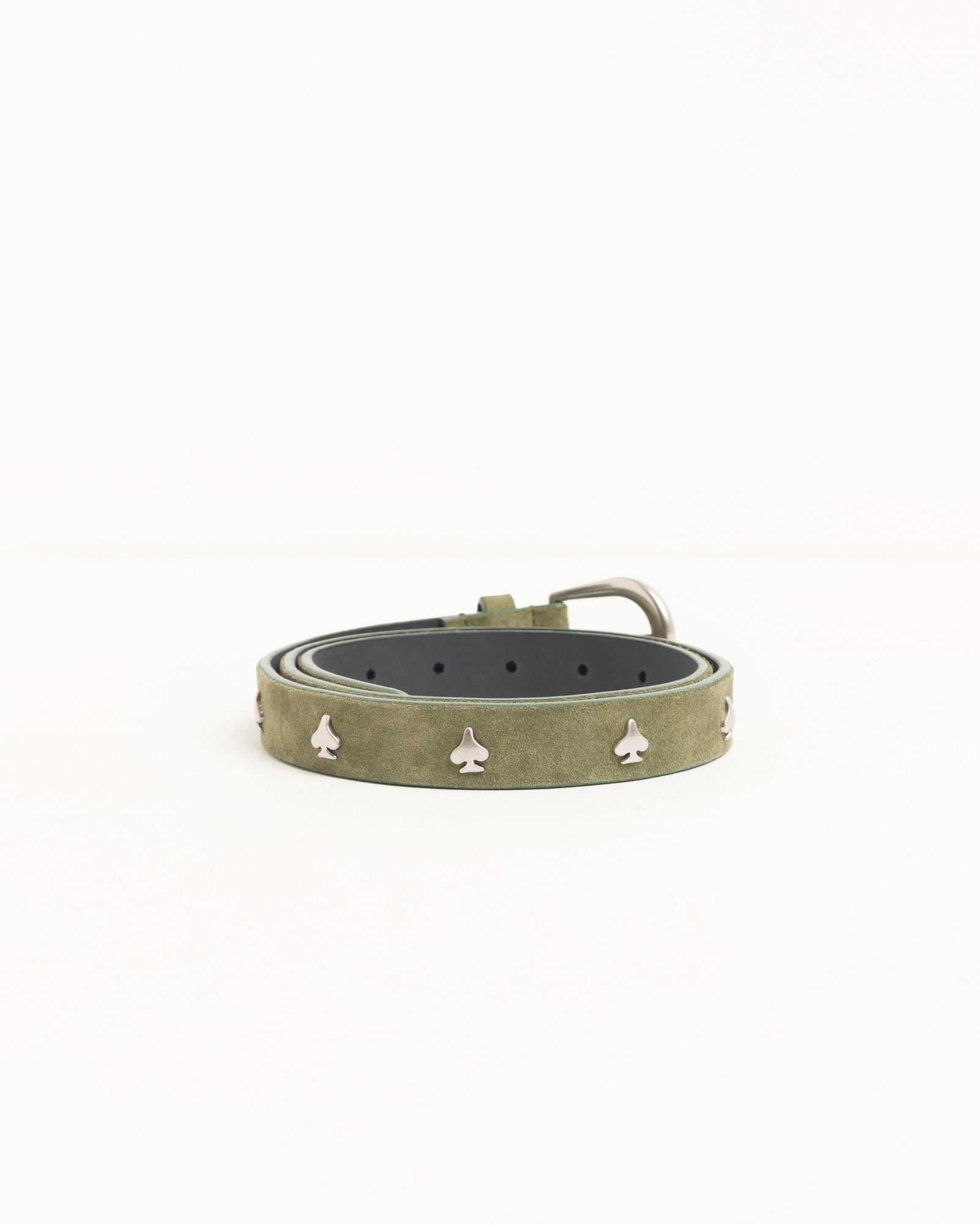 Spade Emblem Belt Unisex In Olive Suede
