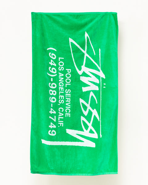 Pool Service Beach Towel – Green | Beach Accessories | Stüssy UK