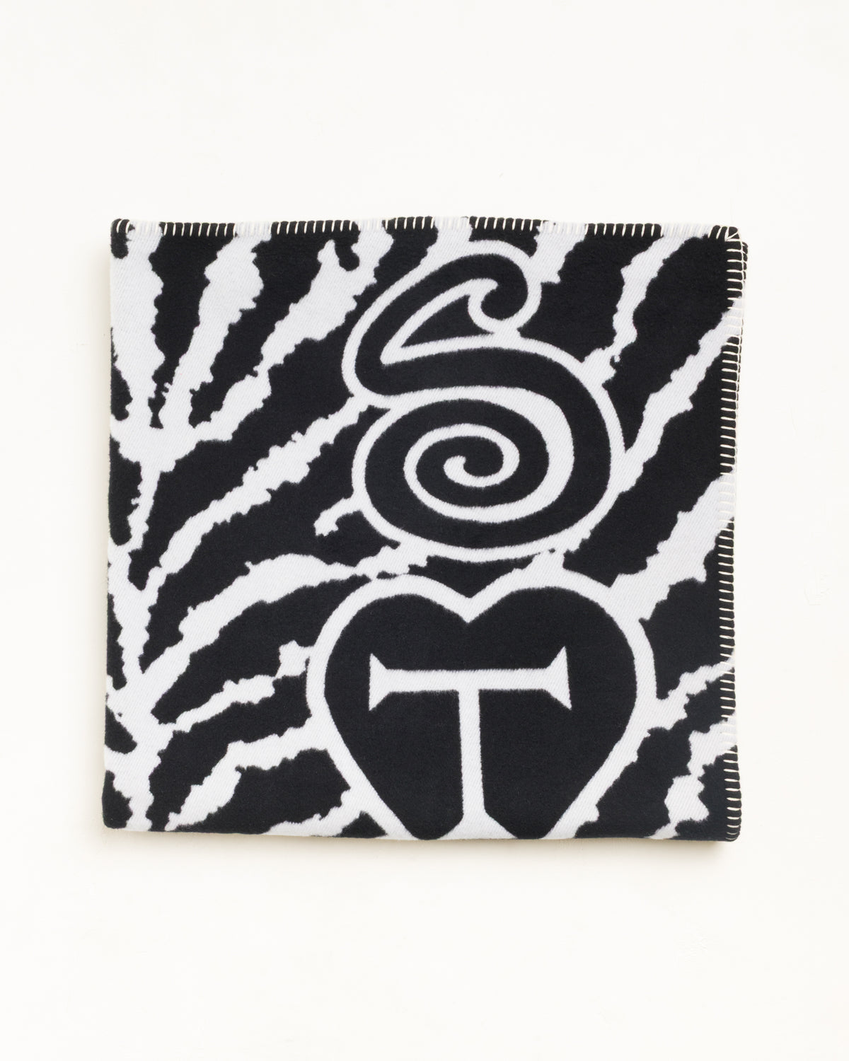 Cashmere Zebra Blanket Unisex In Black/white
