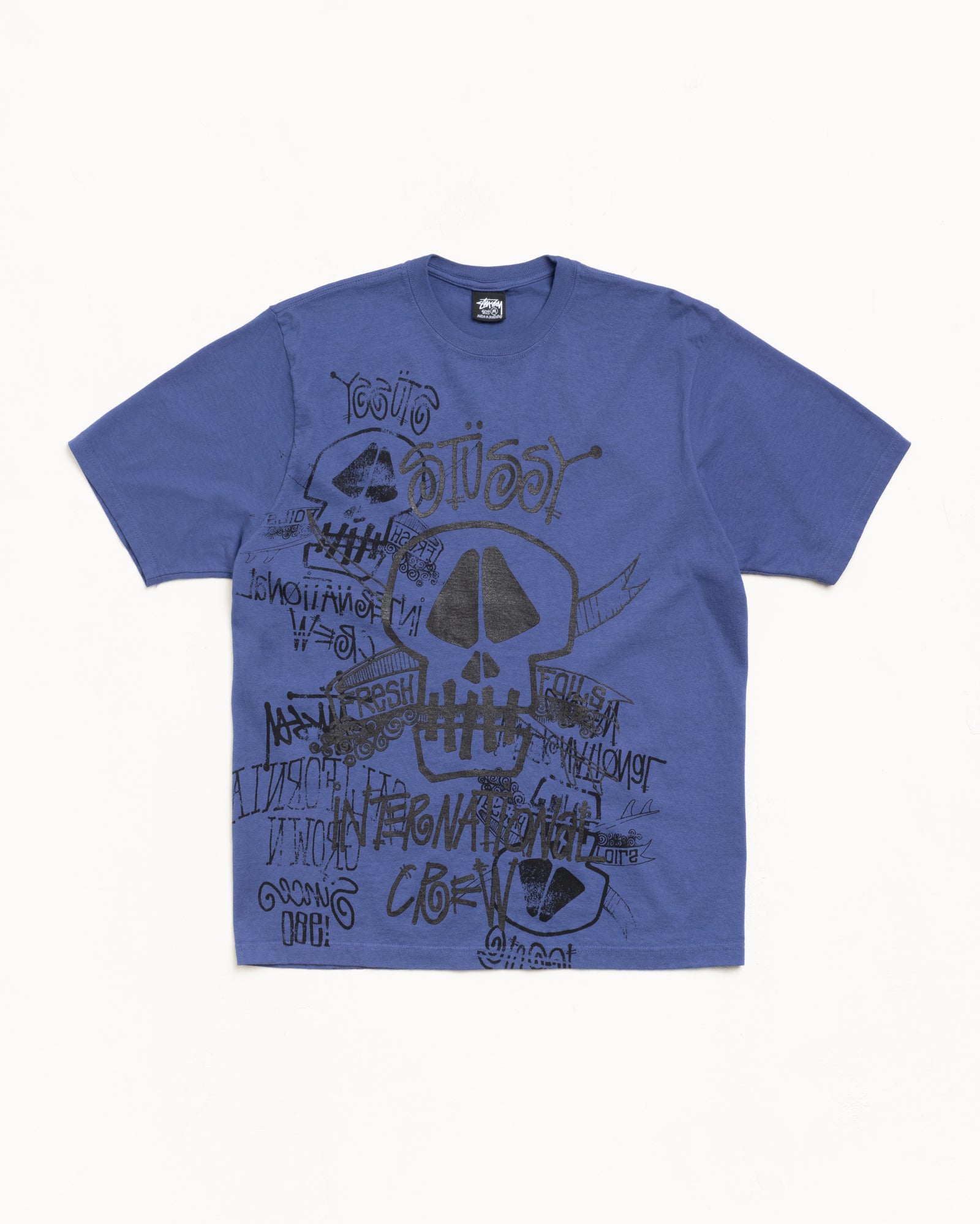 Skulls Pig. Dyed Tee Mens Short Sleeve In Indigo