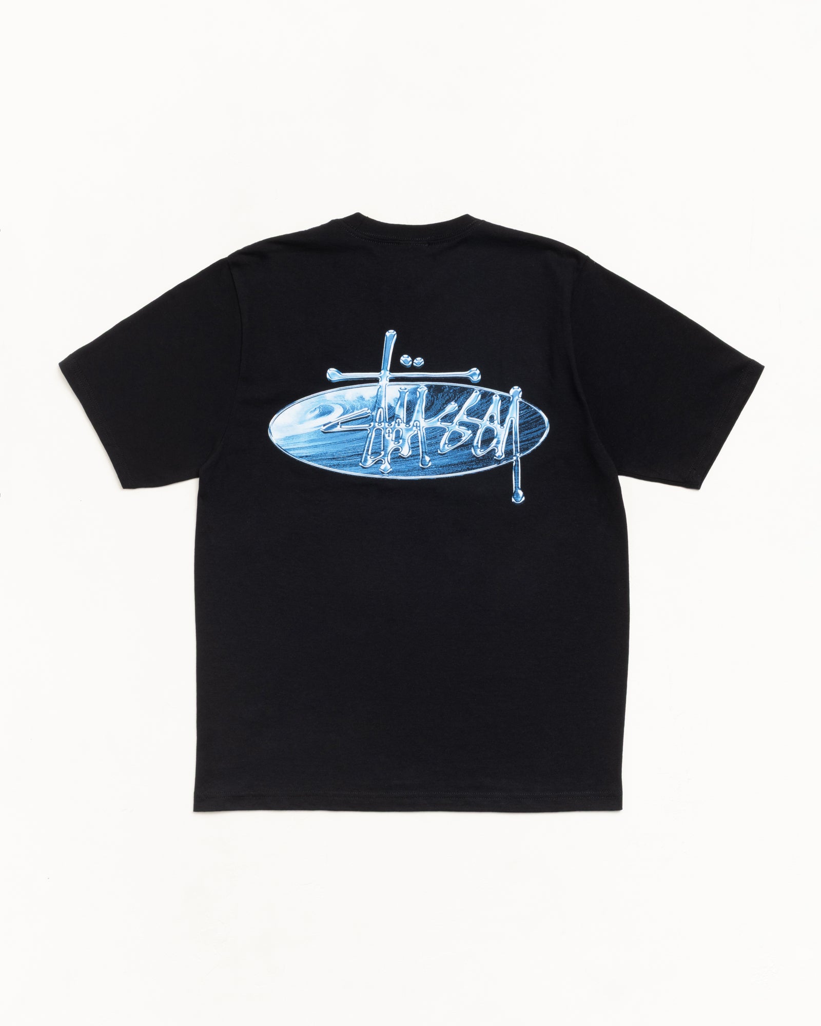 Wave Oval Tee – Black | Tees | Stüssy UK