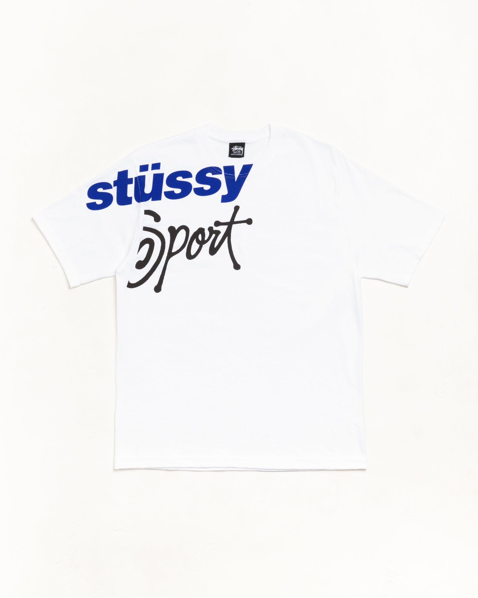 Stussy Sport Tee Unisex Short Sleeve In White With Front Graphic