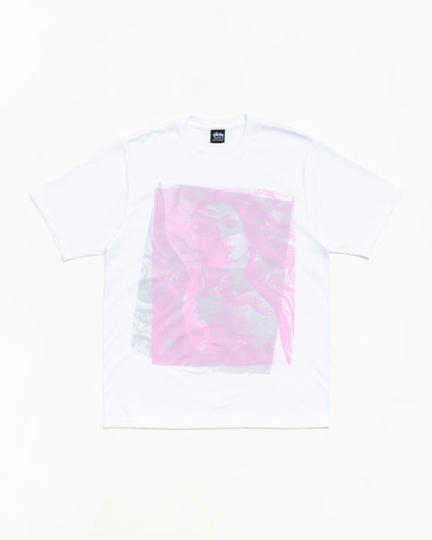 Double Venus Tee Unisex Short Sleeve In White With Pink Graphic Print