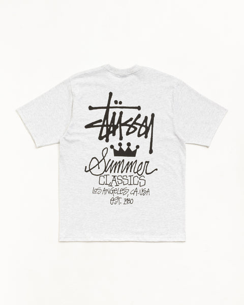 Unisex short-sleeve tee in ash heather with bold black back graphic