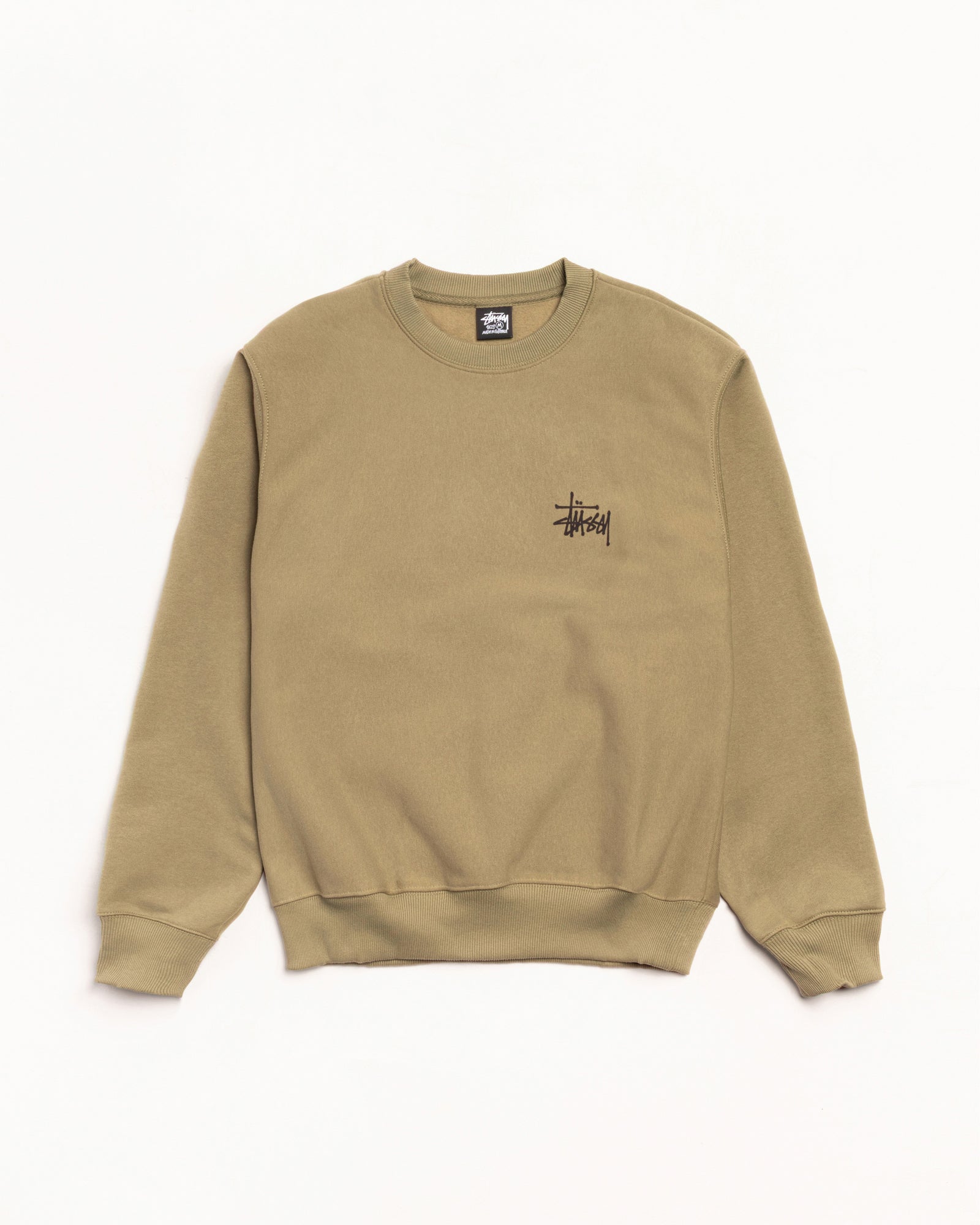 Basic Stussy Crew Mens Long Sleeve In Army