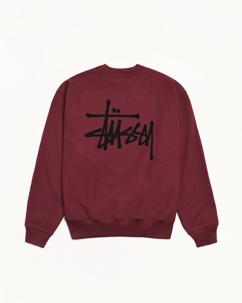 Basic Stussy Crew Mens Long Sleeve In Wine