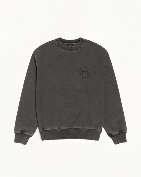 Stussy Wear Pig. Dyed Crew Mens Long Sleeve In Black