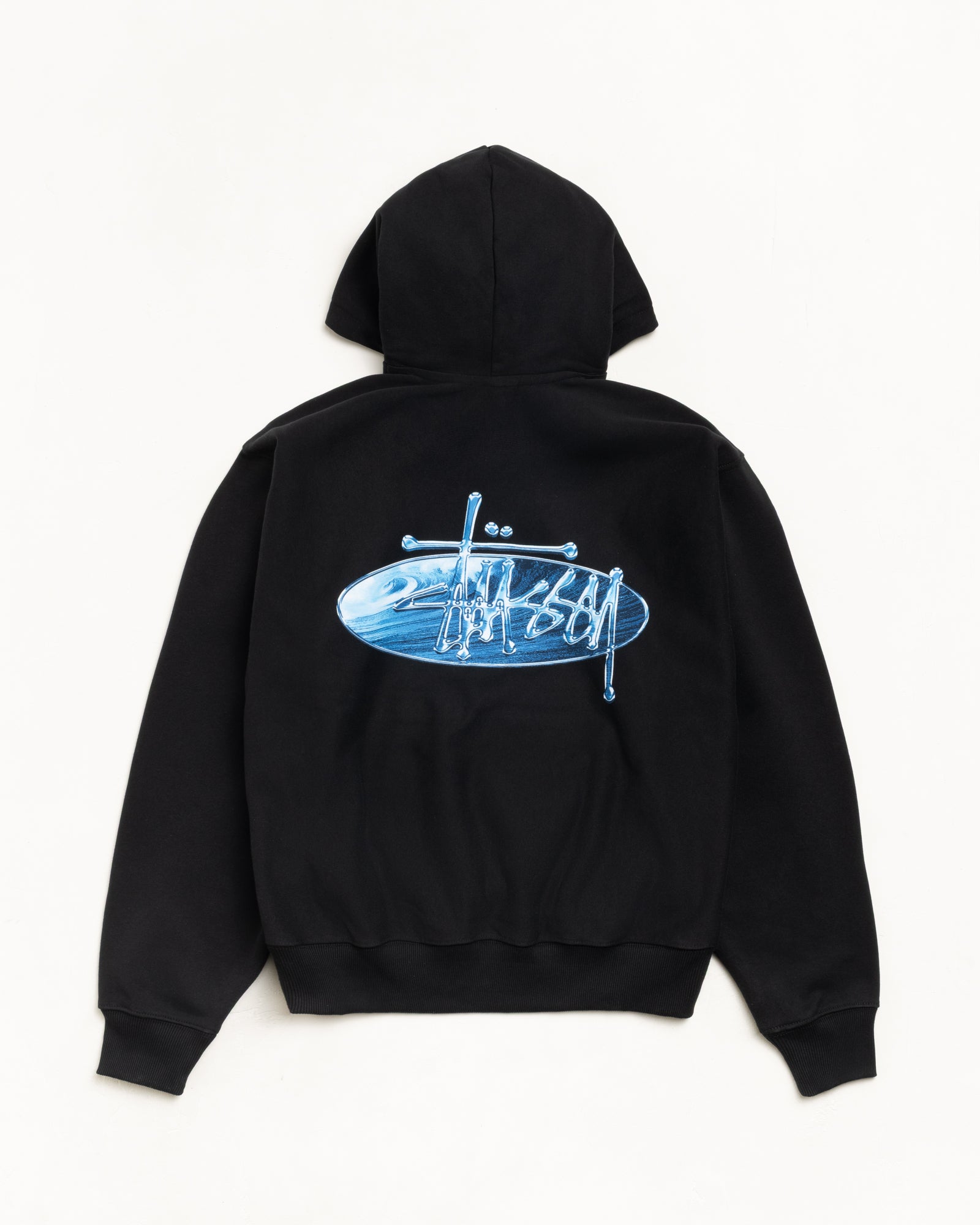 Wave Oval Hoodie – Black | Sweats | Stüssy UK