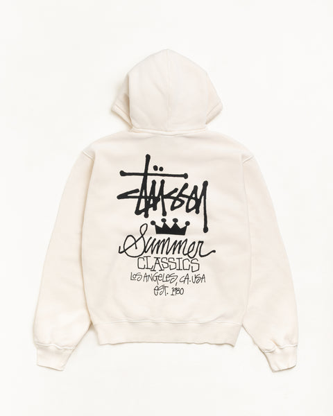 Bone Garment Dyed Hoodie With Large Back Graphic, Unisex Long Sleeve