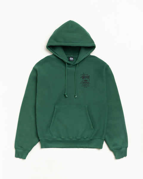 Garment Dyed Unisex Hoodie Long Sleeve In Pine Green Fleece