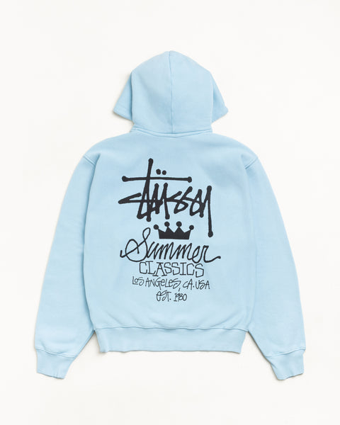 Garment Dyed Hoodie Unisex Long Sleeve In Sky Blue With Large Back Graphic