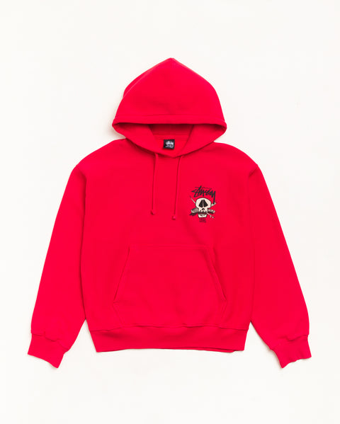Fresh Foils Gar. Dyed Hood Unisex Long Sleeve In Red