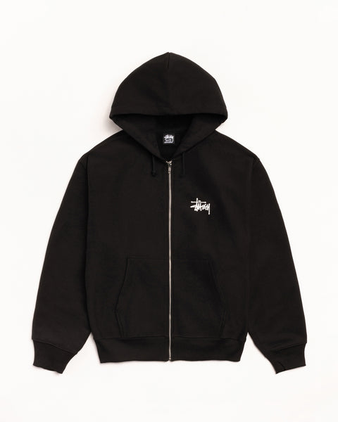 Basic Stüssy Zip Hoodie – Black | Sweats | Stüssy UK
