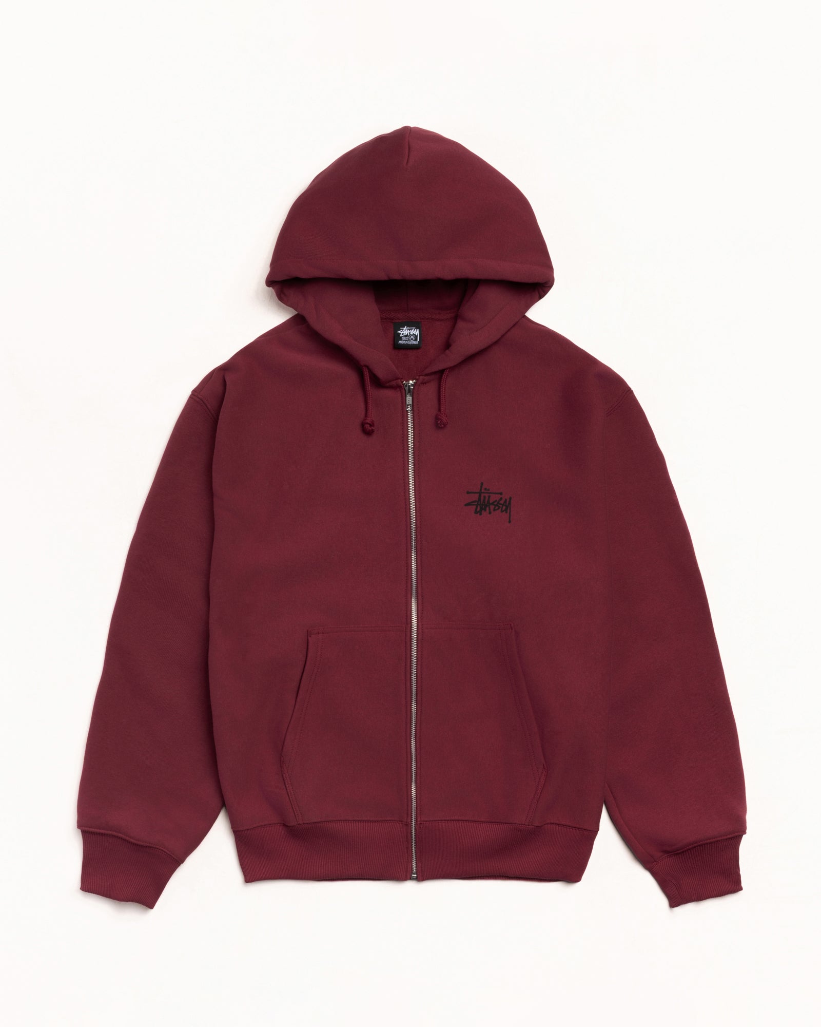 Basic Stussy Zip Hood Mens Long Sleeve In Wine