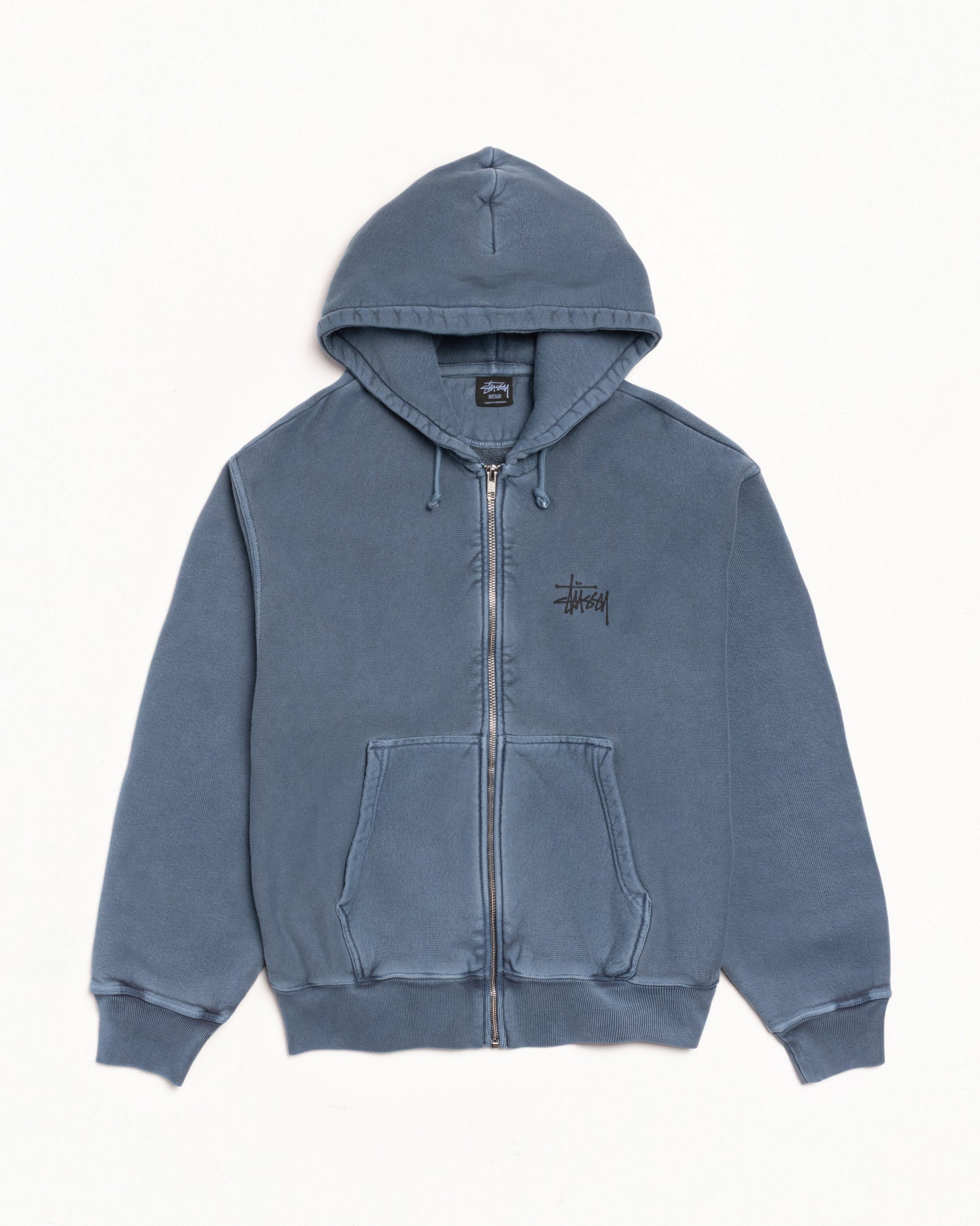 Basic Stussy Pig Dyed Zip Hood Mens Long Sleeve In Navy