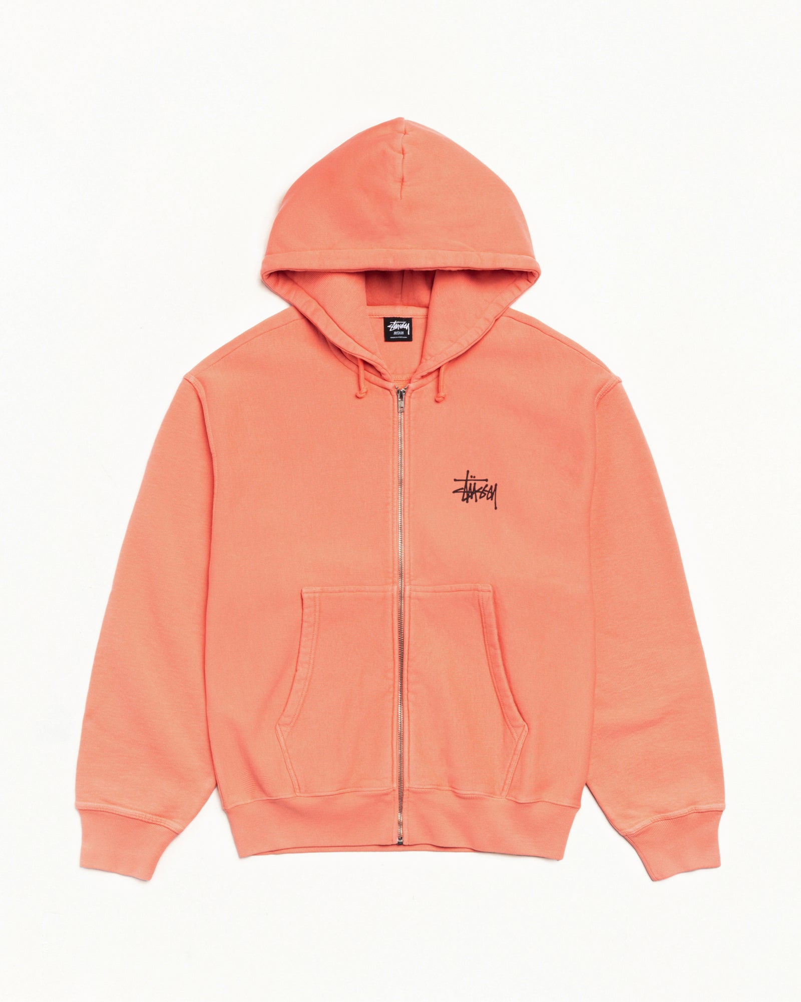 Basic Stussy Pig Dyed Zip Hood Mens Long Sleeve In Sherbert
