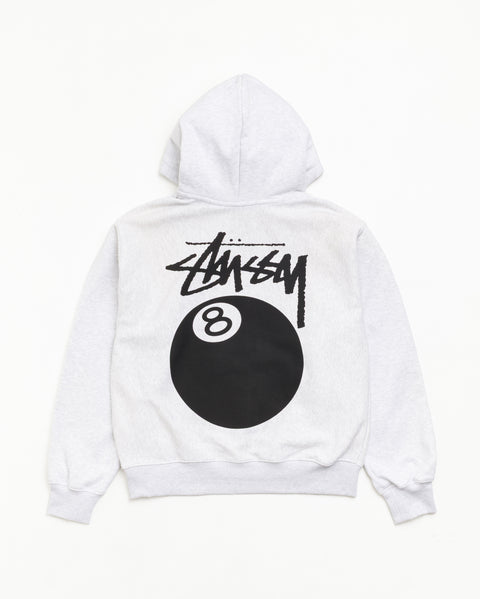 8 Ball Zip Hood Unisex Long Sleeve In Ash Heather