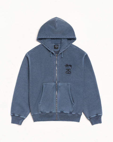 Stock Link Pig. Dyed Zip Hood Mens Long Sleeve In Navy