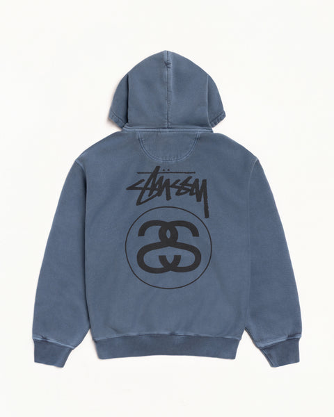 Stock Link Pig. Dyed Zip Hood Mens Long Sleeve In Navy