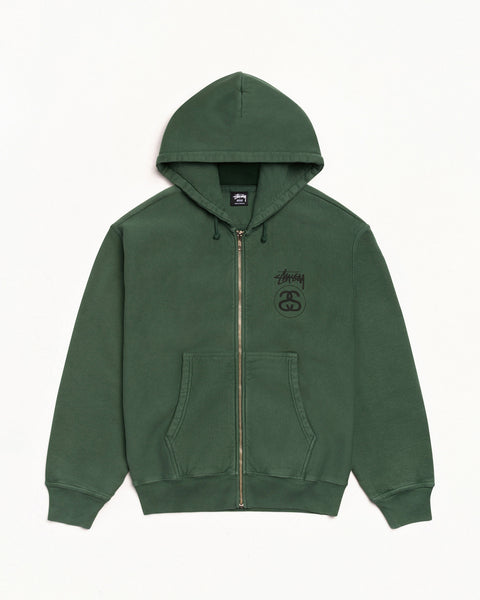 Stock Link Zip Hoodie Pigment Dyed – Pine | Sweats | Stüssy UK