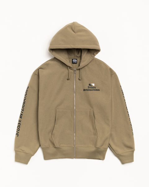 Stussy International Zip Hood Mens Long Sleeve In Army