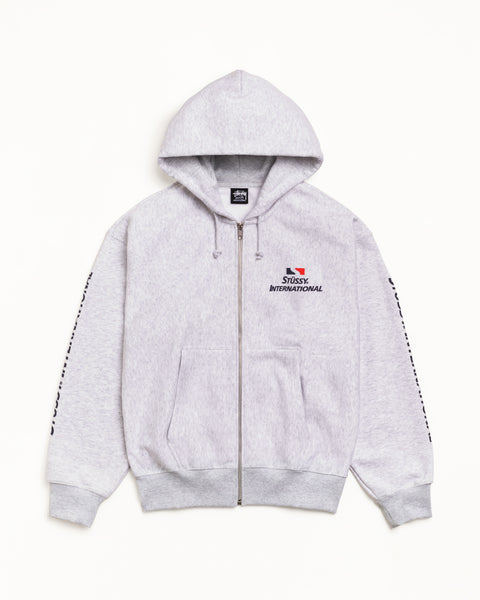 Stussy International Zip Hood Mens Long Sleeve In Ash Heather