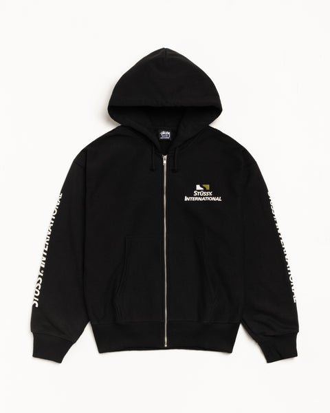 Stussy International Zip Hood Mens Long Sleeve In Black
