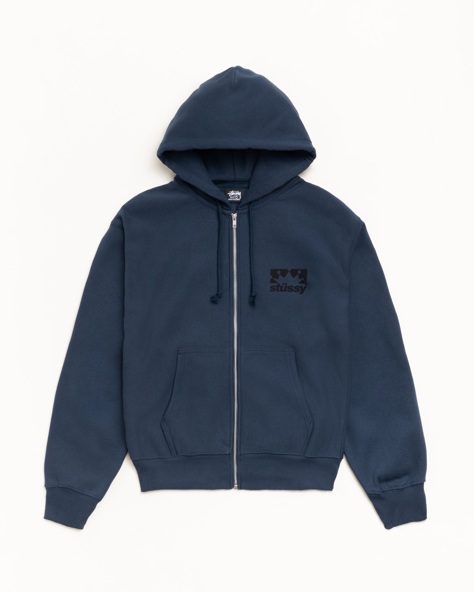 Box Crown Zip Hood Mens Long Sleeve In Navy
