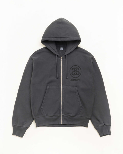 Link Sport Gar. Dyed Zip Hood Unisex Long Sleeve In Faded Black