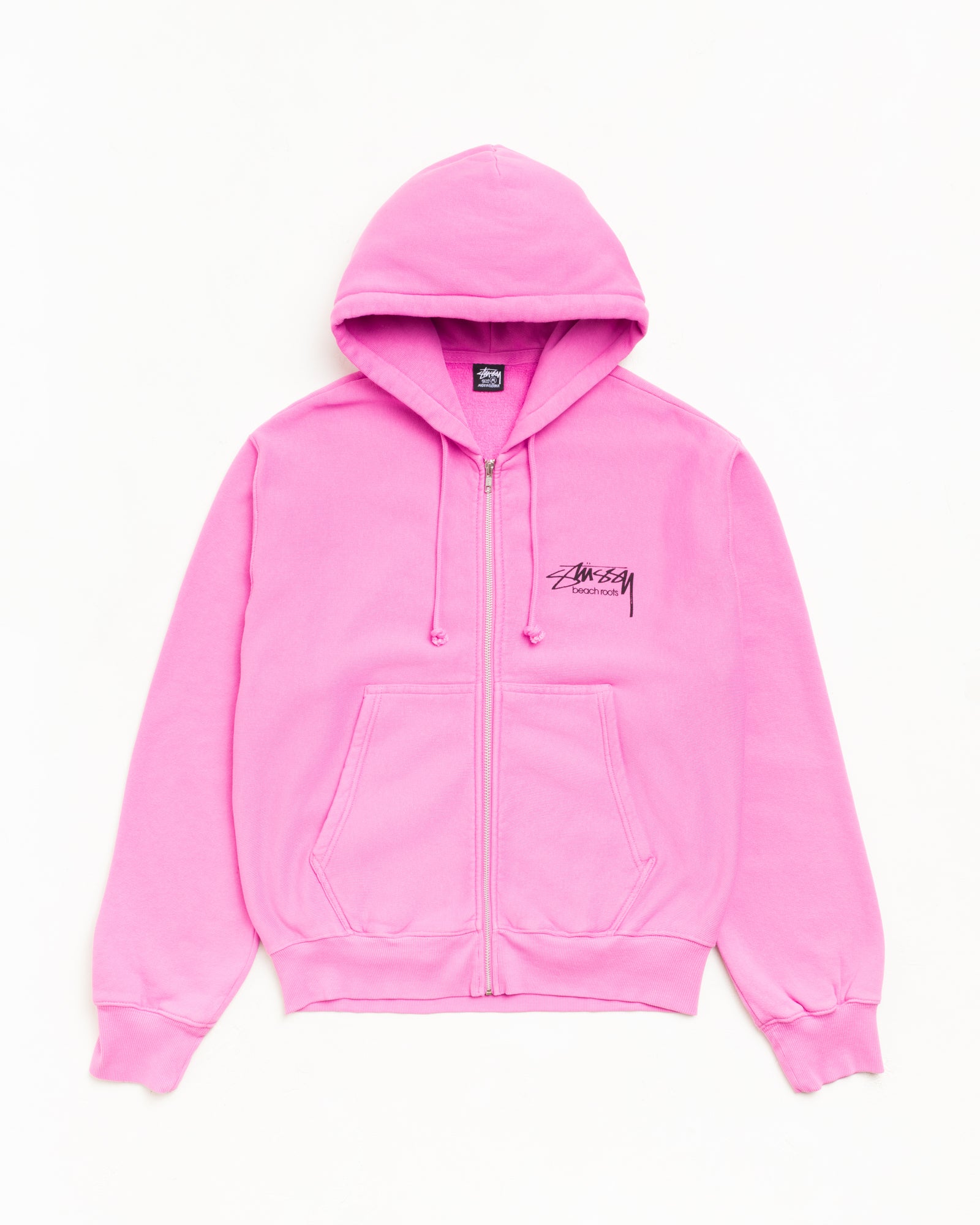 Beach Roots Gar. Dyed Zip Hood Unisex Long Sleeve In Pink