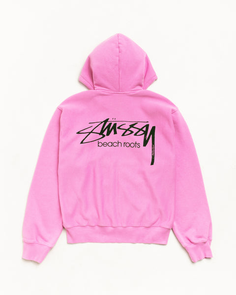 Beach Roots Gar. Dyed Zip Hood Unisex Long Sleeve In Pink
