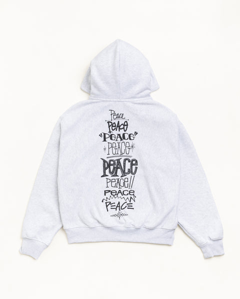 Peace Increased Zip Hood Unisex Long Sleeve In Ash Heather