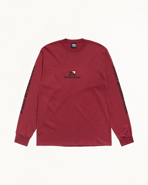 Stussy International Ls Tee Mens Long Sleeve In Wine