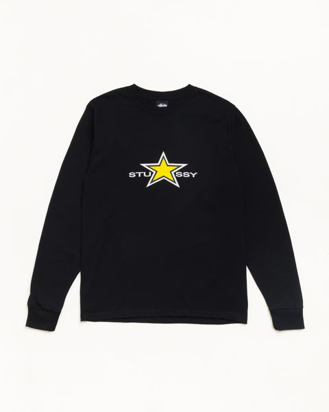 Stussy Star Ls Tee Unisex Long Sleeve In Black