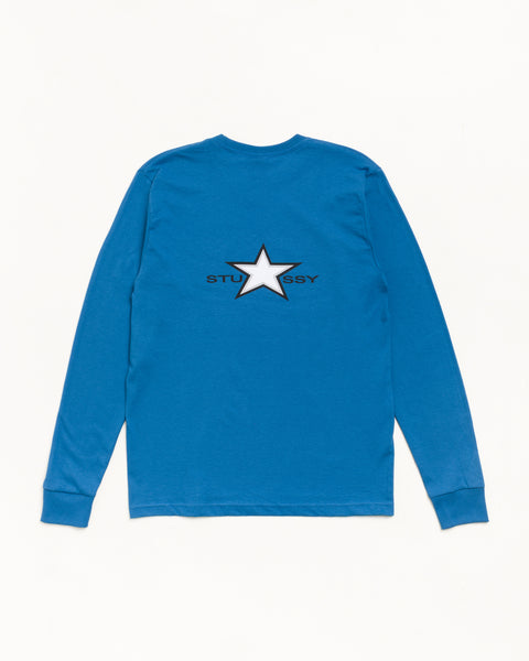 Stussy Star Ls Tee Unisex Long Sleeve In Blue