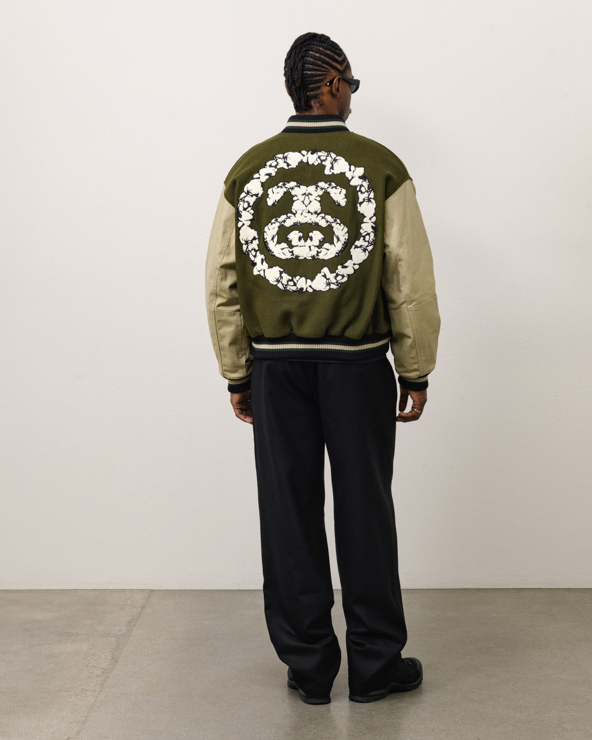 Stussy Tears Varsity Jacket Unisex Long Sleeve In Green