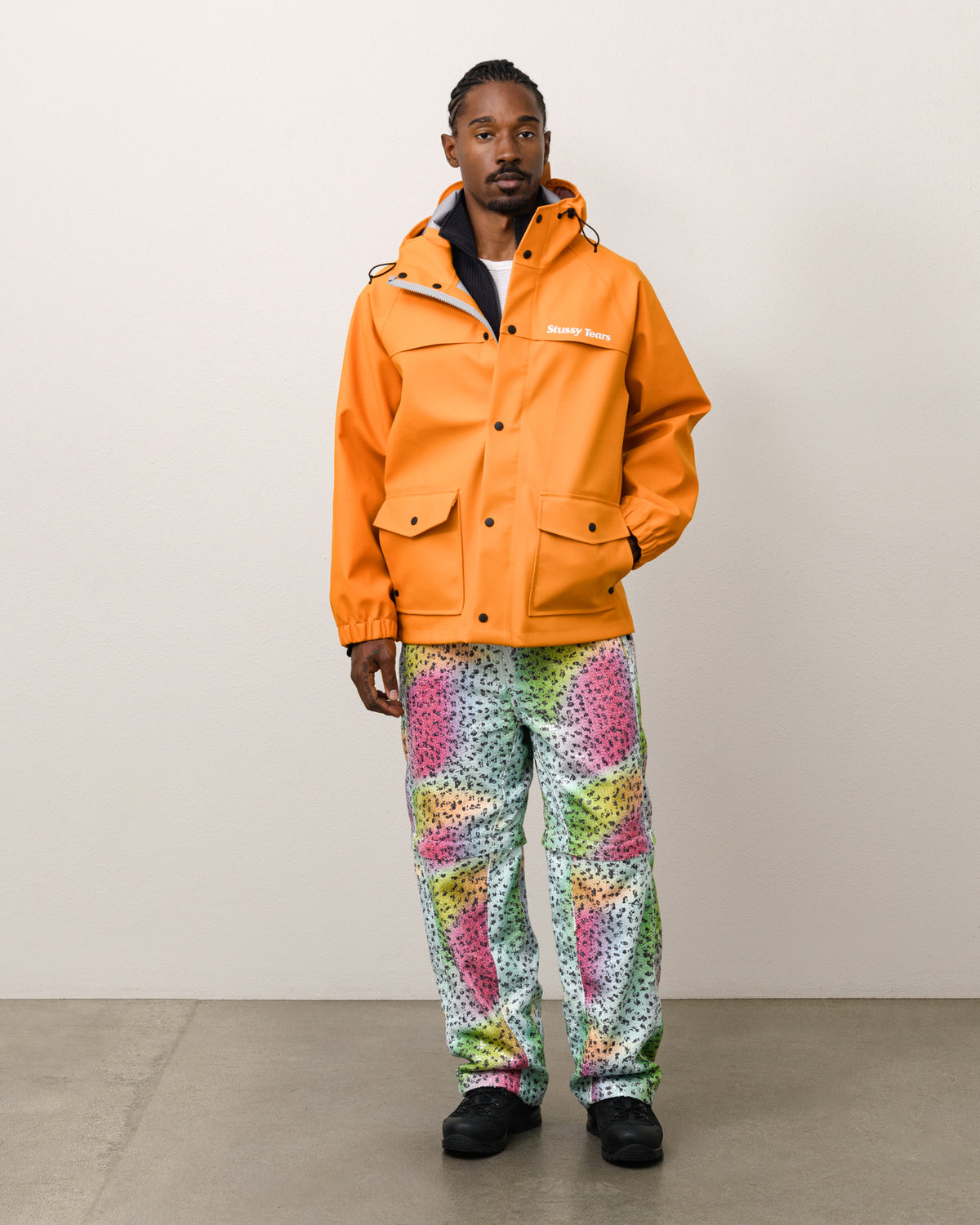 Stussy Tears Columbia Jacket Unisex Long Sleeve In Orange