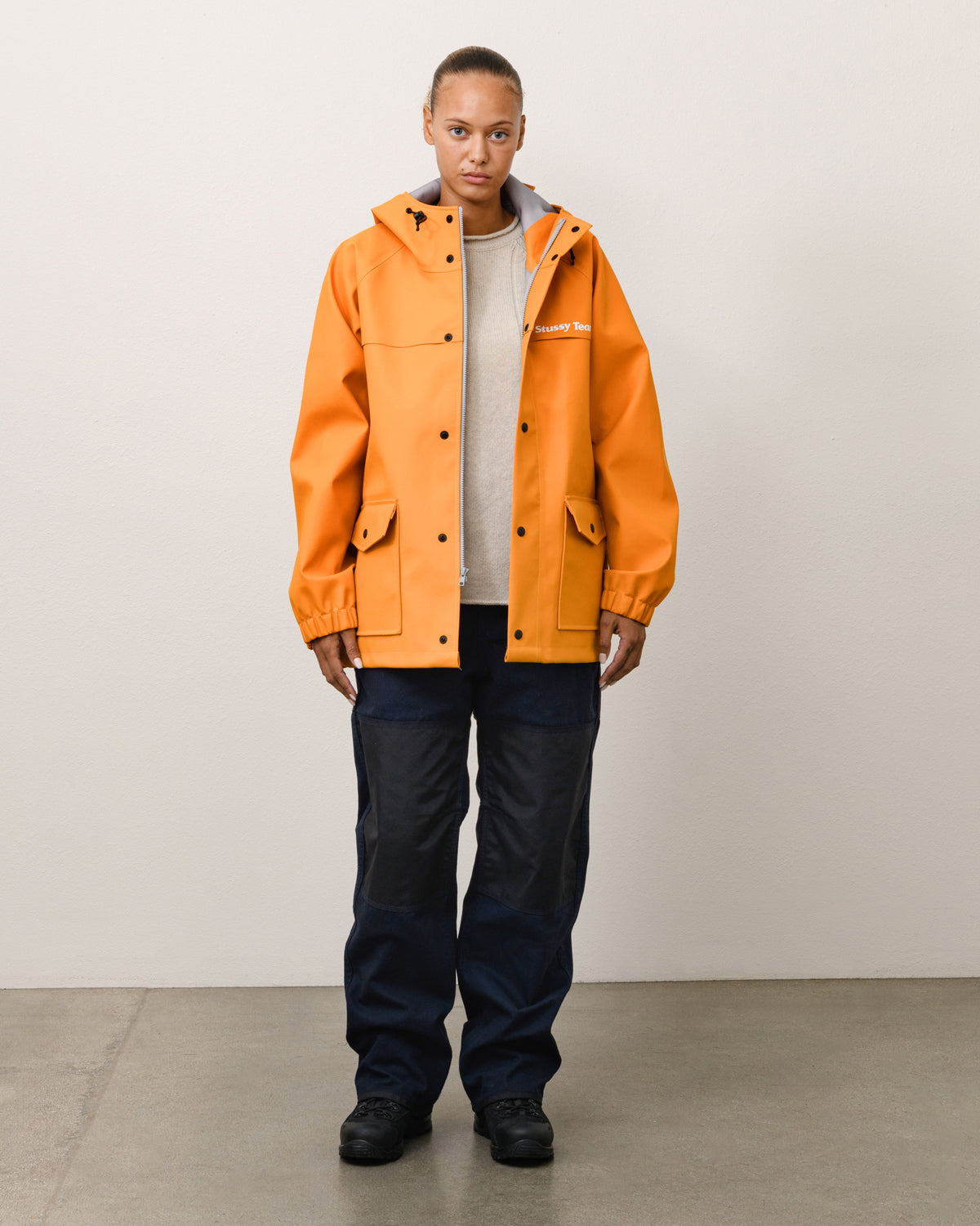 Stussy Tears Columbia Jacket Unisex Long Sleeve In Orange