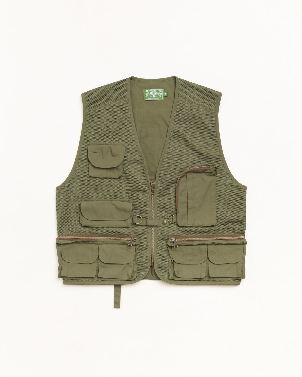 Stussy Tears Fishing Vest Unisex Sleeveless In Green