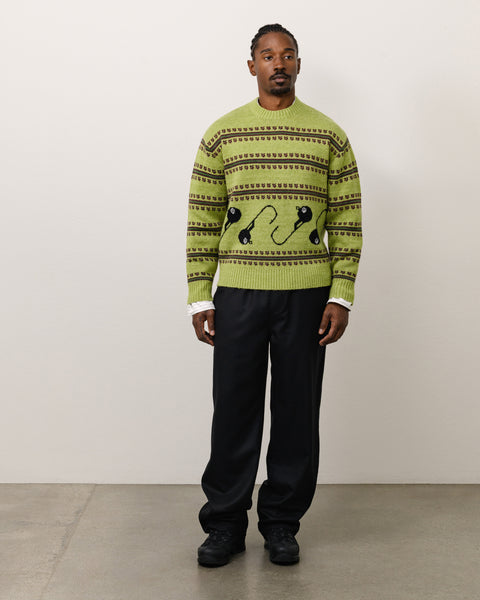 Stussy Tears Knit Sweater Mens Long Sleeve In Green