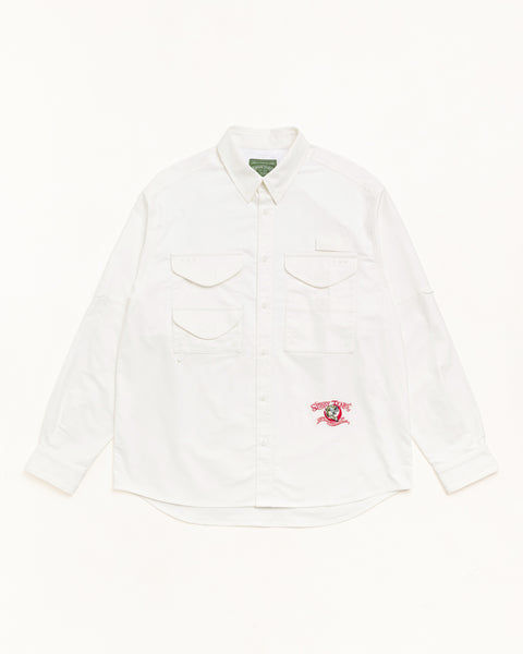 Stussy Tears Fishing Button Up Mens Long Sleeve In White