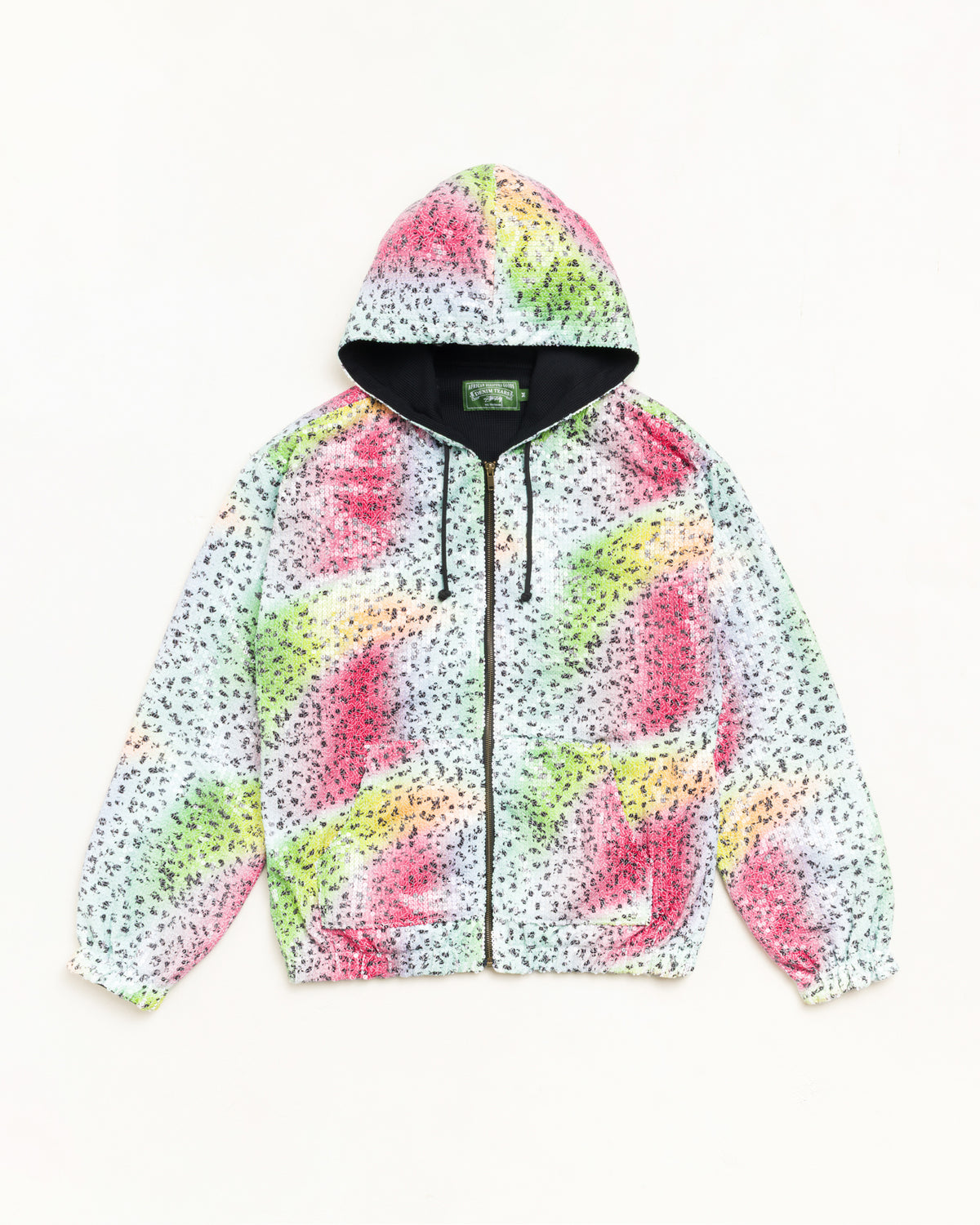 Stussy Tears Sequin Zip Hoodie Unisex Long Sleeve In Multi