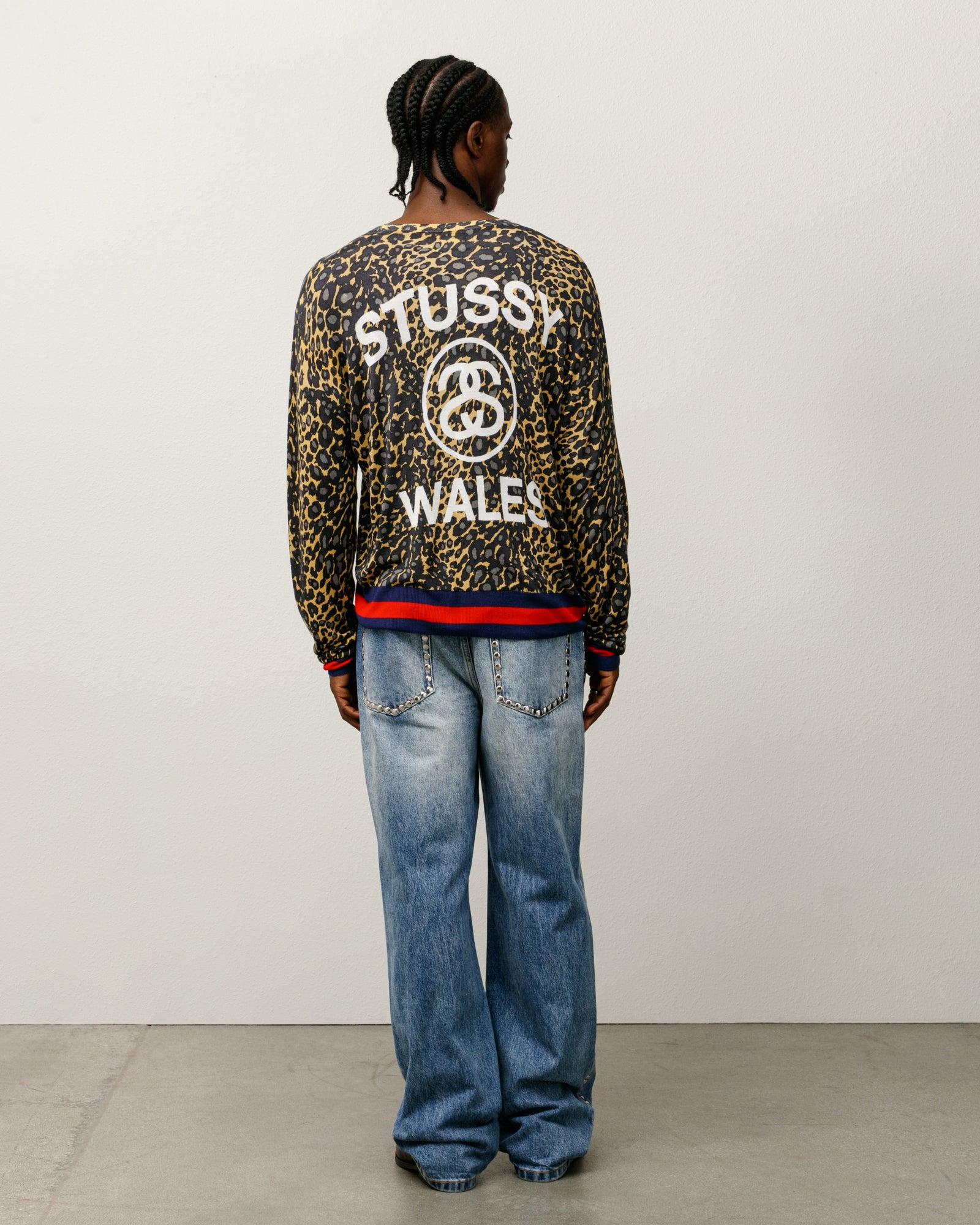 STUSSY WALES BONNER LEOPARD SWEATER M 新品 Stussy x Wales Bonner Leopard Sweater Golden Men's - FW25 - US
